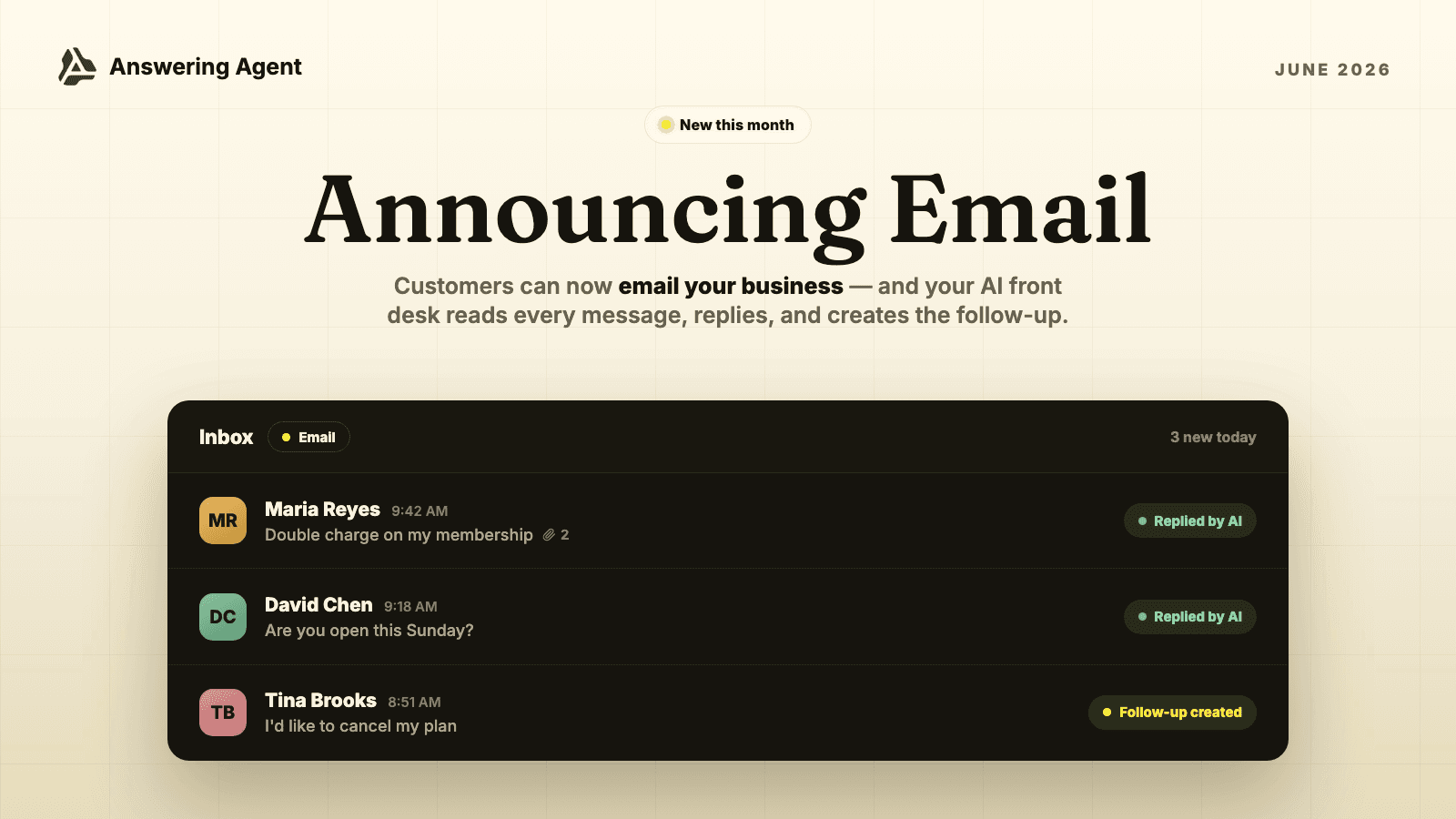 June 2026: Announcing Email