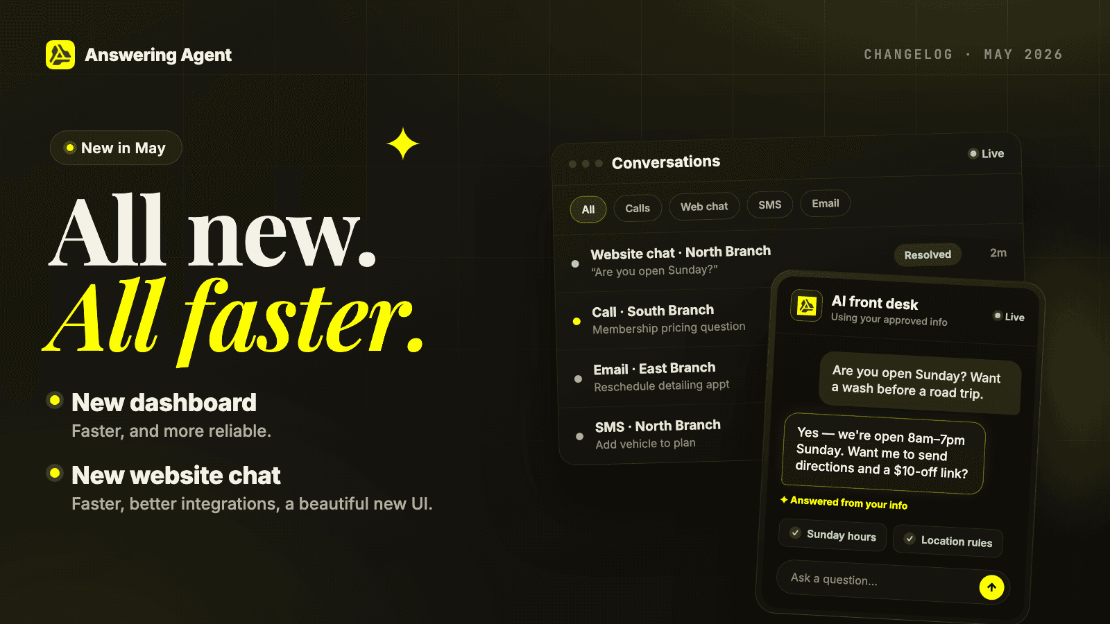 May 2026: A New Dashboard and a New Website Chat Widget