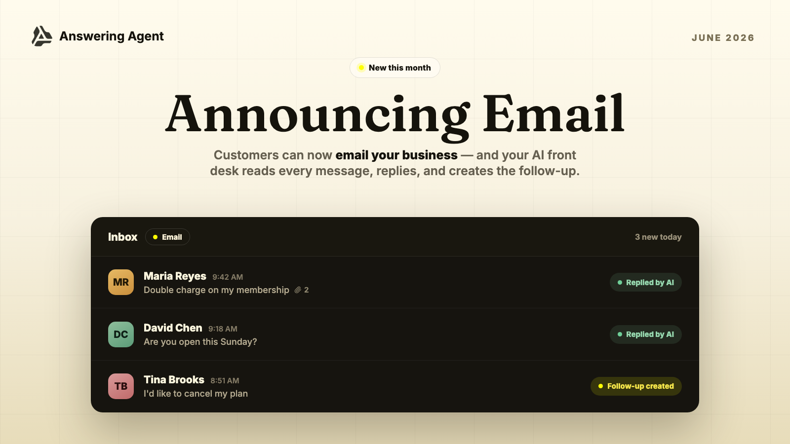 June 2026: Announcing Email